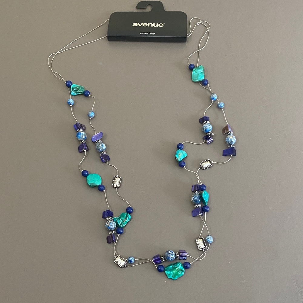 Avenue Turquoise and Silver Beaded Necklace